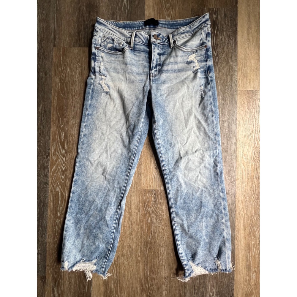 Buckle Black Straight Cropped Jeans Mens 31x28 Light Wash Distressed Frayed 2690